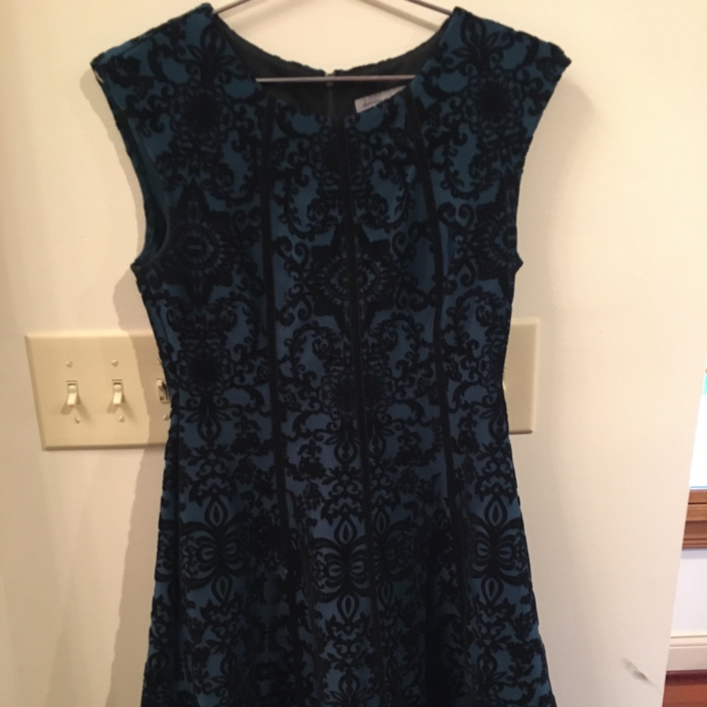 Hunter Green Black Lace Dress